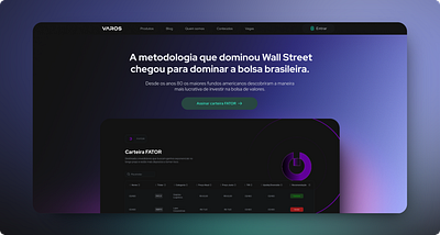 Hero Section - Lading Page Carteira FATOR cripto cripto market financial financial market gradient graphic design hero section lading page python ui design wall street