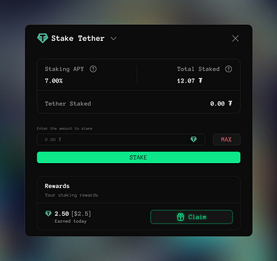 Crypto Staking app design ui ux