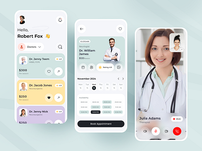 Doctor Appointment Booking Mobile App app design appointment appointment booking clinic doctor doctor appointment app health app health industry healthcare online hospital illustration interface medical medical app design mobile app mobile ui online consultation app online doctor booking patientcare uiux