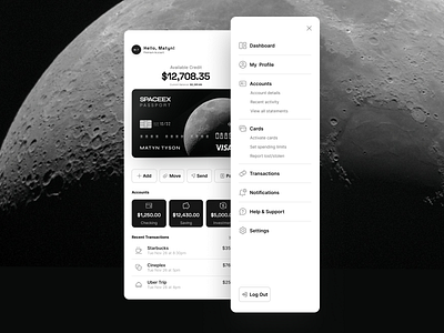 Explore Nomad – Digital Banking Redefined for Adventurers 🌍 app appdesign banking dailyui design productdesign sidebar ui uxui