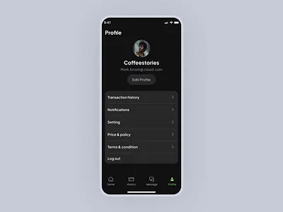 Profile screen app app design figma finance app profile profile ui setting screen wallet app