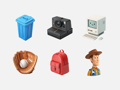 Random 3D Icon Set made in Recraft 3d icon plastic set