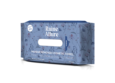 Packaging Design for Cosmetic Towel – Raine Allure 3d 3d mockup animation box branding cosmetic cosmetic label cosmetic packaging design graphic design illustration label label design logo motion graphics packaging packaging design pouch tissue box design ui