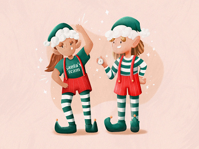 Getting ready for Christmas 2d character christmas cute drawing elves exercise illustration procreate santa