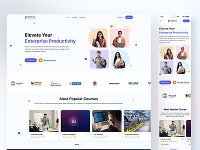 E-Learning - Landing Page ( Responsive Design) 3d animation branding design e learning free course graphic design illustration landing page learing website learning logo minimal design online courses typography ui uidesign ux vector