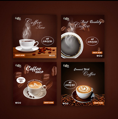 Social Media Design for Coffee Shop app branding design graphic design illustration logo typography ui ux vector