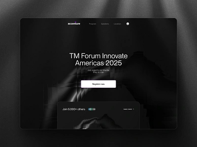 Event landing page / Accenture ai darkmode event funnel landing