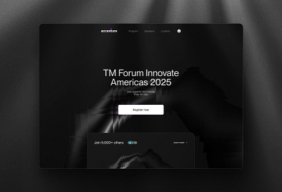 Event landing page / Accenture ai darkmode event funnel landing