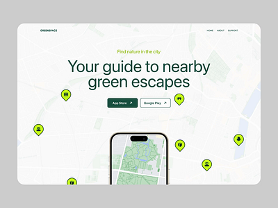 Green Space Finder | Website animation flod green space landing motion graphics parks promo ui website