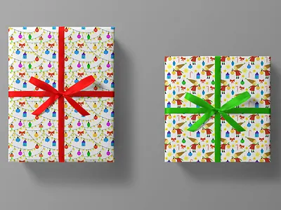 Playful Holiday Gift Wrap Collection christmas christmas illustration christmas ornaments custom gift wrap festive packaging gift gift wrap holiday art holiday decor holiday wrapping paper holidays illustration pattern pattern design playful holiday art whimsical designs wrapping paper xmas