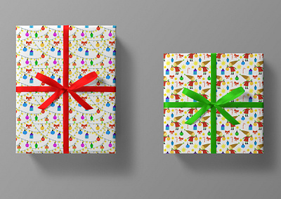 Playful Holiday Gift Wrap Collection christmas christmas illustration christmas ornaments custom gift wrap festive packaging gift gift wrap holiday art holiday decor holiday wrapping paper holidays illustration pattern pattern design playful holiday art whimsical designs wrapping paper xmas