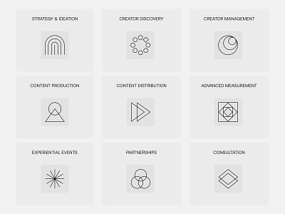 Abstract Minimalist Icon Set – RhythmInfluence abstract company geometric icon design icon set iconography icons influencer marketing agency marks minimal minimalist modern monoline rhythm services simple ui vector visual identity