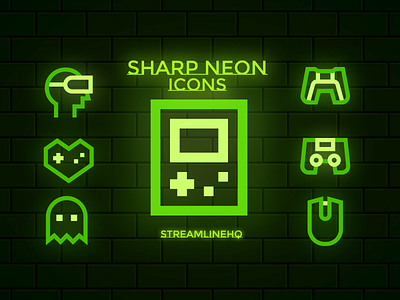 GAME ON! - SHARP NEON ICONS IN GAMING by StreamlineHQ asset branding design icon icon design icons illustrator neon neon icons ui vector