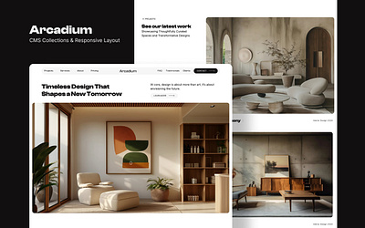 Arcadium - Architecture & Design Agency Webflow Template architecture cloneable editorial furniture interior design one page site template webflow