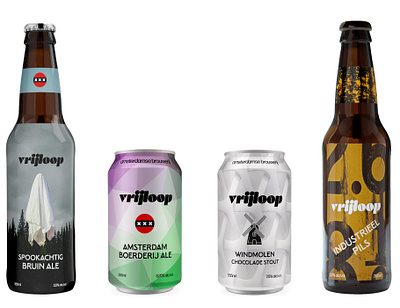 Vrijloop Brewing Package Re-Design, Amsterdam art direction branding brewery netherlands package design typography