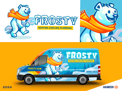 POLLAR BEAR HVAC MASCOT branding cartoonmascot coolingmascot graphic design heatingmascot hvac logo motion graphics plumbingmascot pollarbear pollarbearlogo pollarbearmascot servocemascot