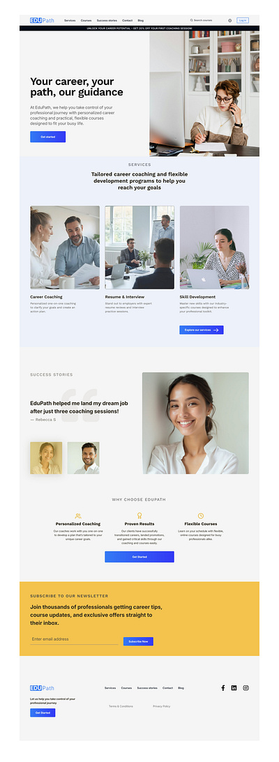 Career development website homepage business career coaching landingpage professional website