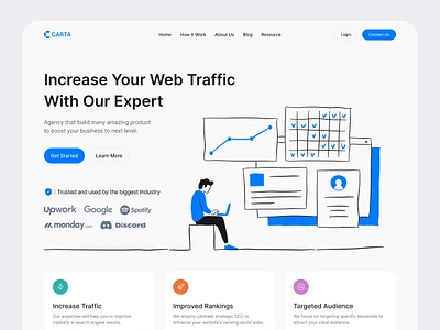Carta - Digital Marketing Landing clean clean design digital digital marketing financial landing page marketing ui uiux web design