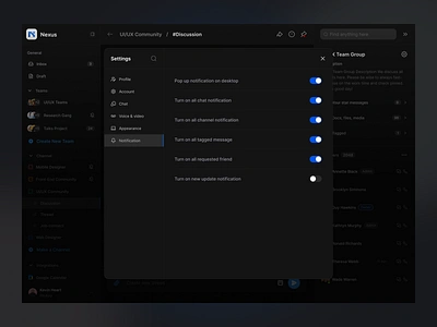 Dashboard Notification Settings app cansaas clean dark dark mode dashboard design finance finance app fintech interface modal notification notification setting notifications product design saas setting ui ux