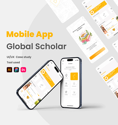 Mobile Donation app - GLOBAL SCHOLAR branding graphic design ui