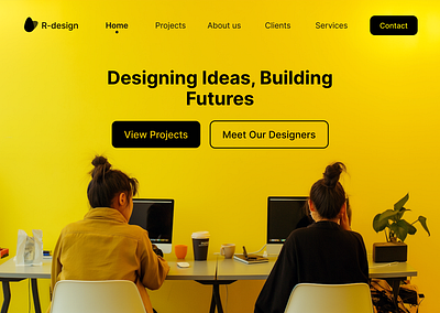 Design studio landing page design design studio landing page designing figma landing page ui ux webdesign website design yellow