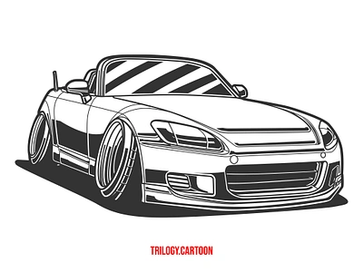 Honda S2000 JDM black and white honda japan car jdm line art s2000 silhouette vector art