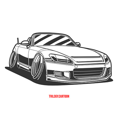 Honda S2000 JDM black and white honda japan car jdm line art s2000 silhouette vector art