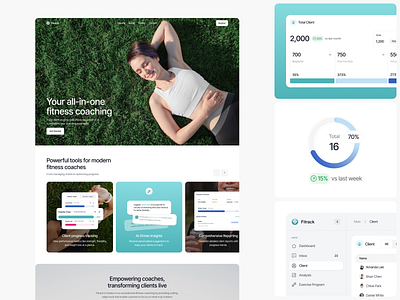 Fitrack - Data-driven Fitness AI Landing Page clean design fitness fitness landing page fitness saas health dashboard healthy minimalist modern saas landing page trainer ui ux web web design website workout workout landing page