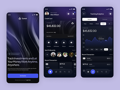 Fynest - Finance Management Mobile chart finance finance app finance mobile fintech gradient income management mobile mobile app online banking payment personal finance personal management savement saving ui ux
