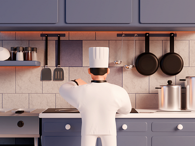 Cooking 3D Render 3d 3d art 3d modeling 3d render blender 3d cartoon cook cooking illustrator render