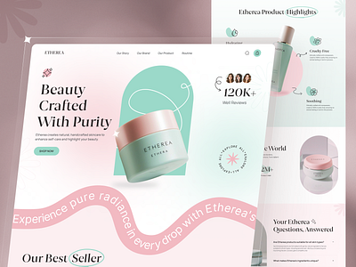 ETHEREA- E-commerce Landing Page for Cosmetics & Beauty Products beauty product cosmetics cosmetics beauty products cosmetics store ecommerce ecommerce landing page fashion beauty landing page marketplace online shop online shop ui product product design product landing page skin care skincare product startup ui uiux web design