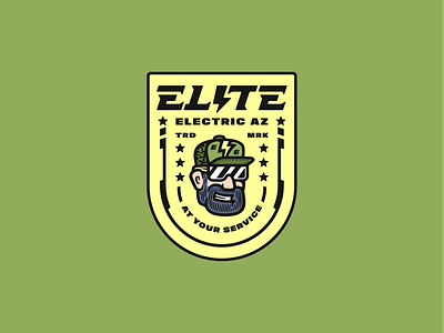 Elite Electric AZ Logo Design badge branding electric electrician electricity elite face logo graphic design head illustration logo logo design mascot logo military sticker visual identity