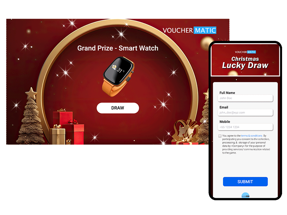 Christmas Lucky Draw Campaign brand engagement branding business promotion christmas theme customer engagement gamification lucky draw lucky draw campaign online marketing reward management vouchermatic