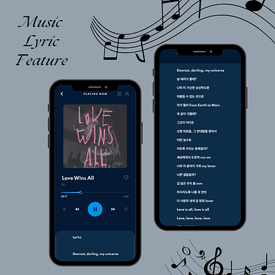 Lyric Feature (Mobile App) lyrics feature mobile app mobile ui music music app ui user experience user interface ux visual