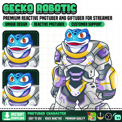 Gecko Robotic PNGTuber - Animal PNGTuber Design roboticsdesign pngtuber