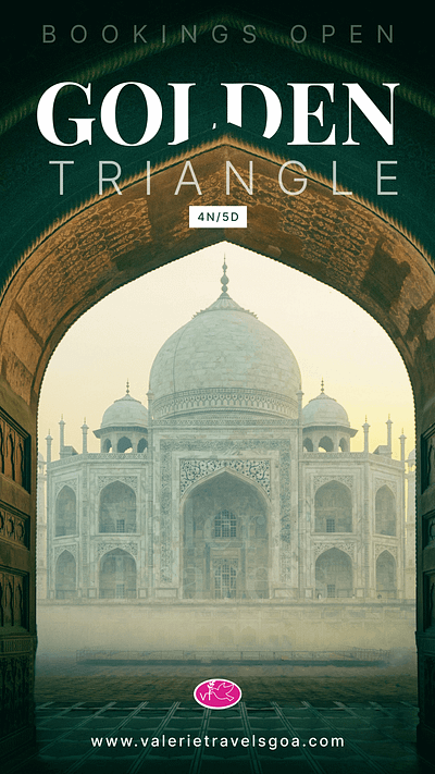 Golden triangle india tours digital design poster/ad branding design fyler design graphic design india tours posters minimal design posters poster design promotional design social media design travle posters typographic design typography visual design