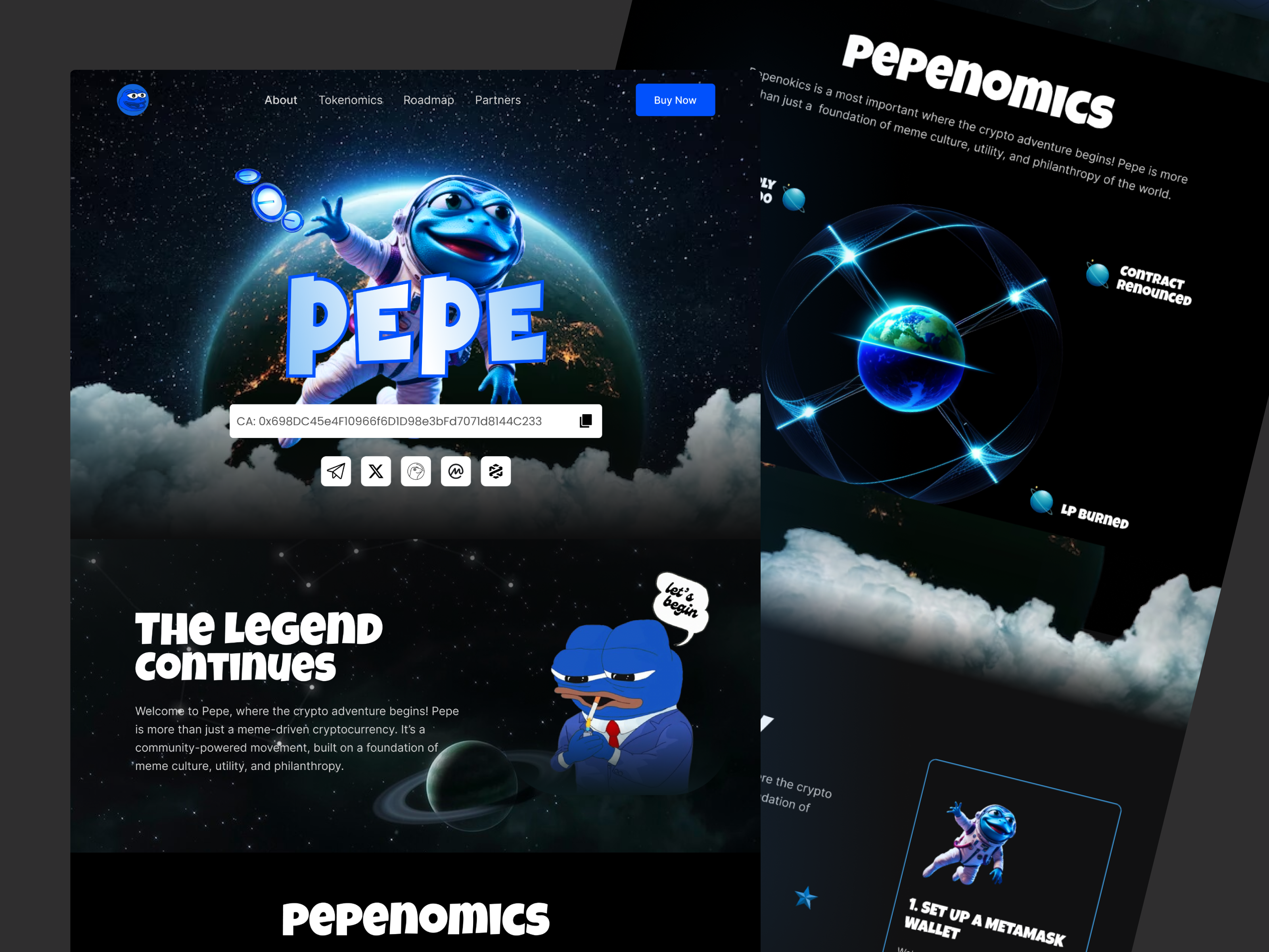 PEPE & MEME COIN defen design elon inu mem meme meme coin meme token pepe pepe meme poster presale shiba stonk trend ui ui design wallet crypto website