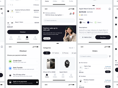 E-Commerce Mobile App Design UIUX branding clean clean app design design e commerce app design ecommerce ecommerce marketplace flow ios ios app design marketplace marketplace mobile app mobile app mobile product design app online shop product design saas ui uiux ux