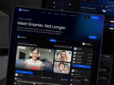 Meetlyze - Landing Page AI-Powered Meeting Platform app design design landing page ui uiux ux web design website design