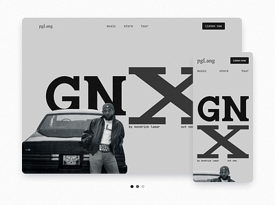 Day 3 - Album Landing Page (Daily UI Challenge) boldaesthetics cleandesign dailyuichallenge gnx kendricklamar landingpage minimalistui modernui monochromeui pglang responsivedesign uichallenge uidesign webdesign