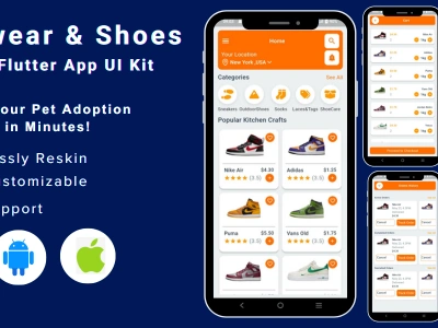 Shoes Store App -Footwear eCommerce Store Flutter Mobile App Ui animation design flutter template flutter ui kit graphic design nike shoes app ui online shoes app shoes app shoes market mobile app shoes store app design ui ui kit