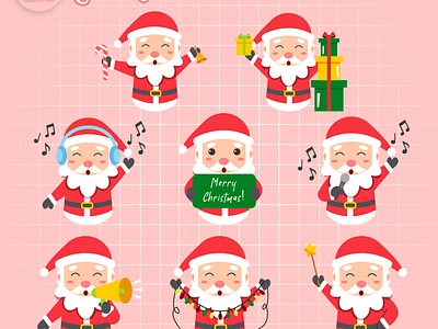 Cute Cartoon Santa Claus Character cheerful