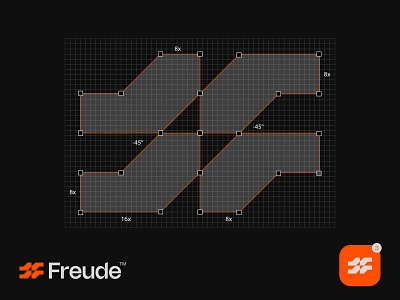 Freude™ - Logo design construction measurements. brand identity branding business creative logo design icon letter mark logo logo design process logo designer logo grid logo mark logo measurement logodesign logos logotype minimal modern logo saas symbol