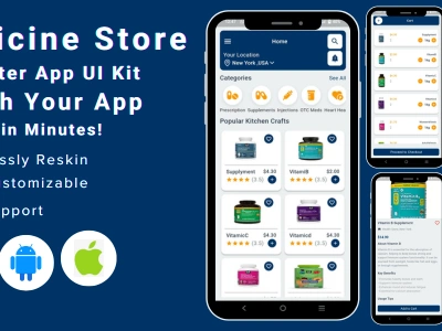 Medicine App Store - Online Pharmacy ecommerce Flutter App Ui 3d animation branding design flutter template flutter ui kit graphic design illustration online medicine store pharmacy mobile app ui ui kit