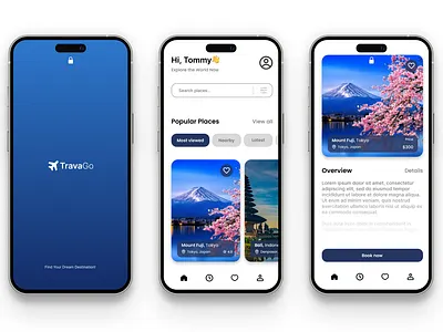 TravaGo: Travel Mobile App UI/UX Design apps developer figma graphic design mobile travel ui uiux ux website