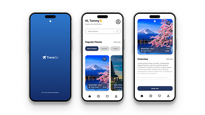 TravaGo: Travel Mobile App UI/UX Design apps developer figma graphic design mobile travel ui uiux ux website