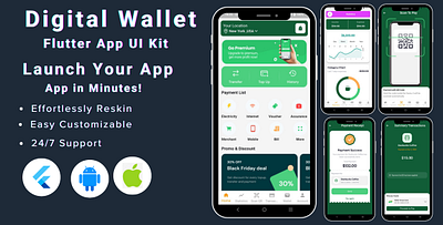 Digital Wallet App 3d animation banking app branding design digital wallet digitalwallet app fintech app flutter template flutter ui kit graphic design illustration ui ui kit