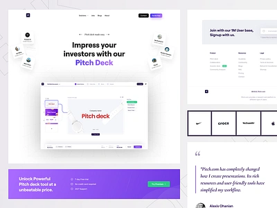 Pitch Deck tool Website animation branding case study dashboard design enterprise footer header hero section landing page logo motion graphics pitch deck presentation pricing saas testimonials ui ux website