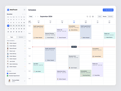 EHR - Calendar / Bookings Schedule bookingappdesign calendarui ehr ehr dashboard ehrdesign ehrsystem electronichealthrecords healthcareuiux healthcareux healthtech medicaldashboard medicalscheduling medicalui productivityapp schedulemanagement schedulingapp smartscheduling taskmanagement timemanagementdesign