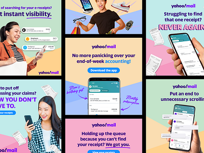 Yahoo!Mail | Receipts Campaign Ads ads branding fintech graphic design ui yahoo yahoomail